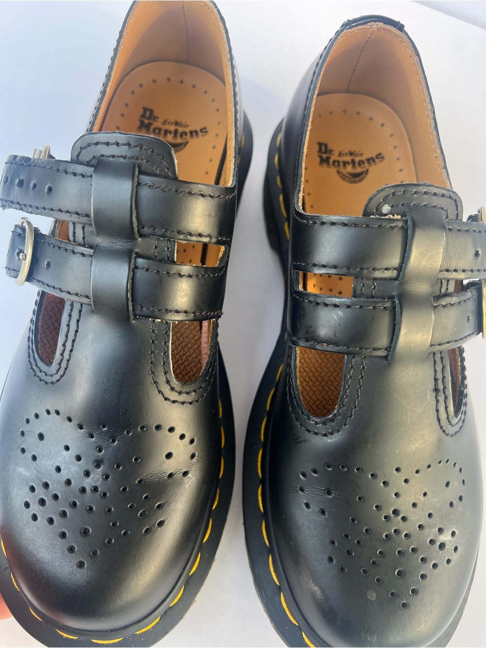 Dr Martens Smooth Leather Mary Jane Black Shoes Sz 6 W - Picture 8 of 9
